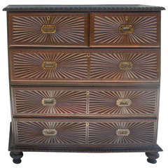 Antique Late 19th Century British Campaign Rosewood Chest of Drawers with Anglo Indian Twist