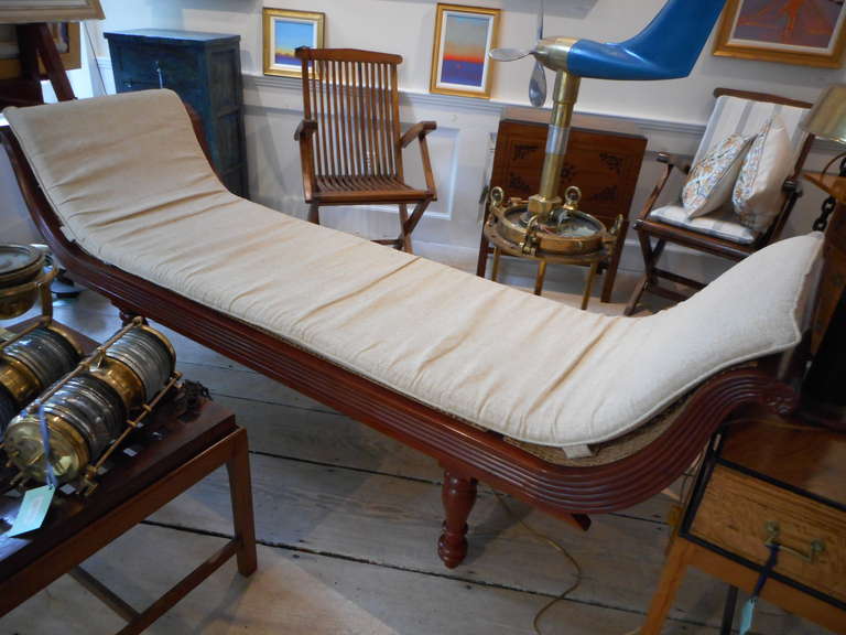 Colonial British Mahogany and Caned Daybed with Cushion In Excellent Condition In Nantucket, MA