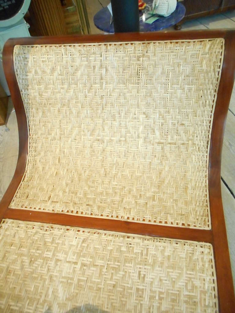 British Indian Ocean Territory Colonial British Mahogany and Caned Daybed with Cushion