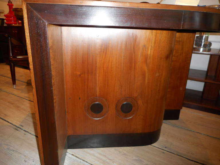 Art Deco Deco Period Teak and Rosewood Desk from Cruise Ship