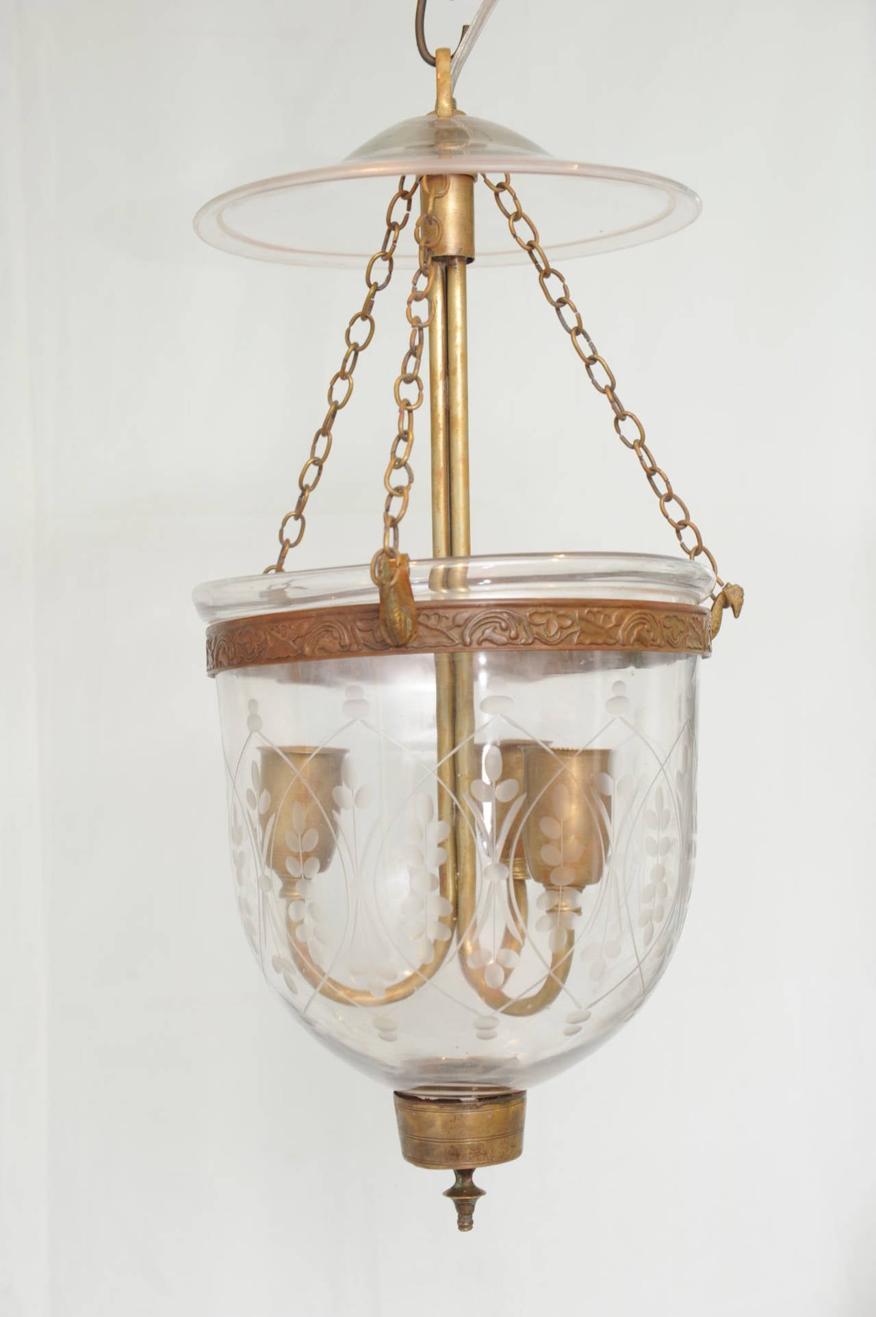 Fabulous Pair of English Bell Jar Hall Lanterns, Late 19th Century