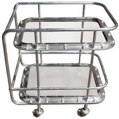 Chrome Bar Cart Made from Ship Windows, Mid-Century