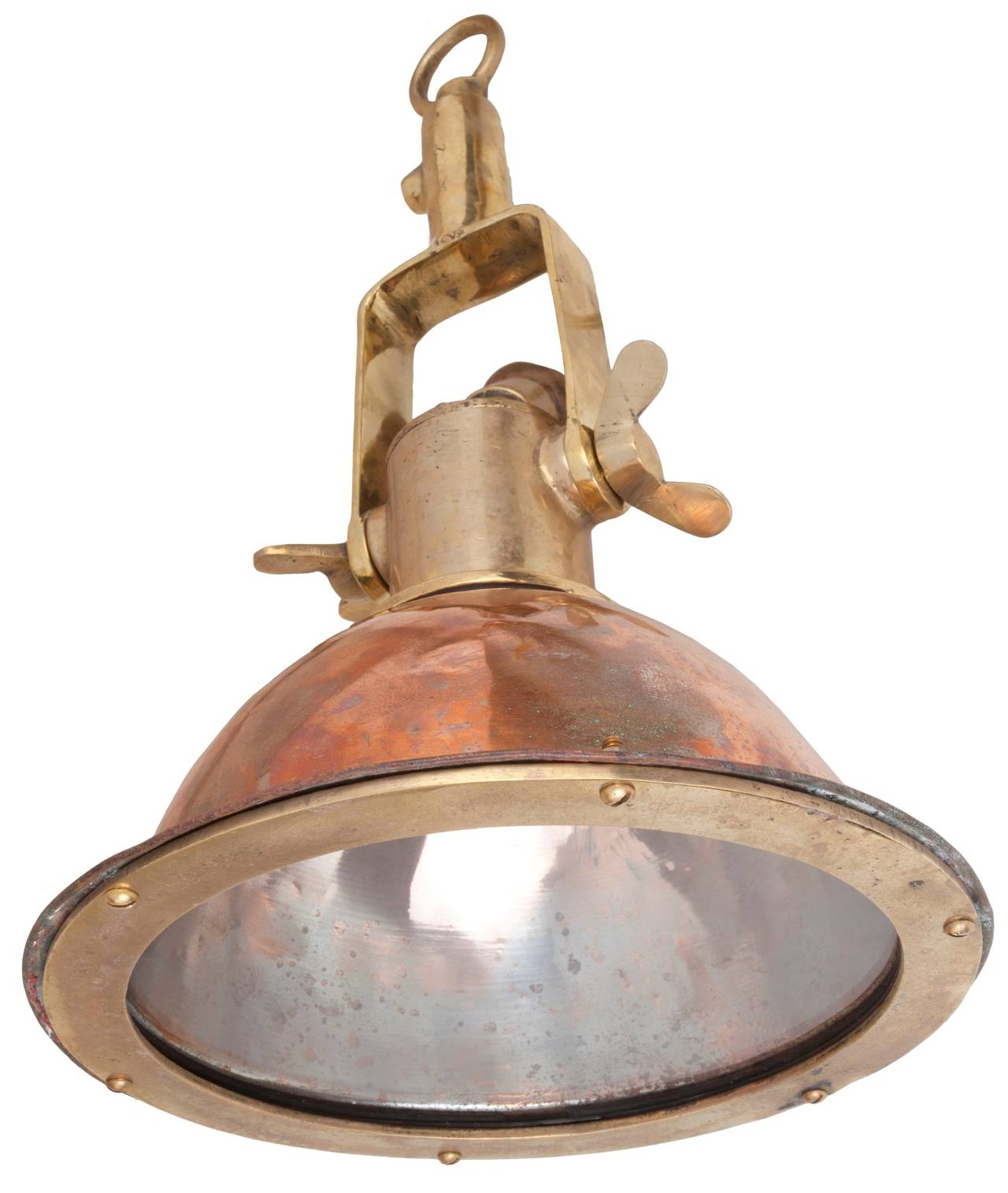 Pair of Copper and Brass Mid-Century Ship Deck Lights