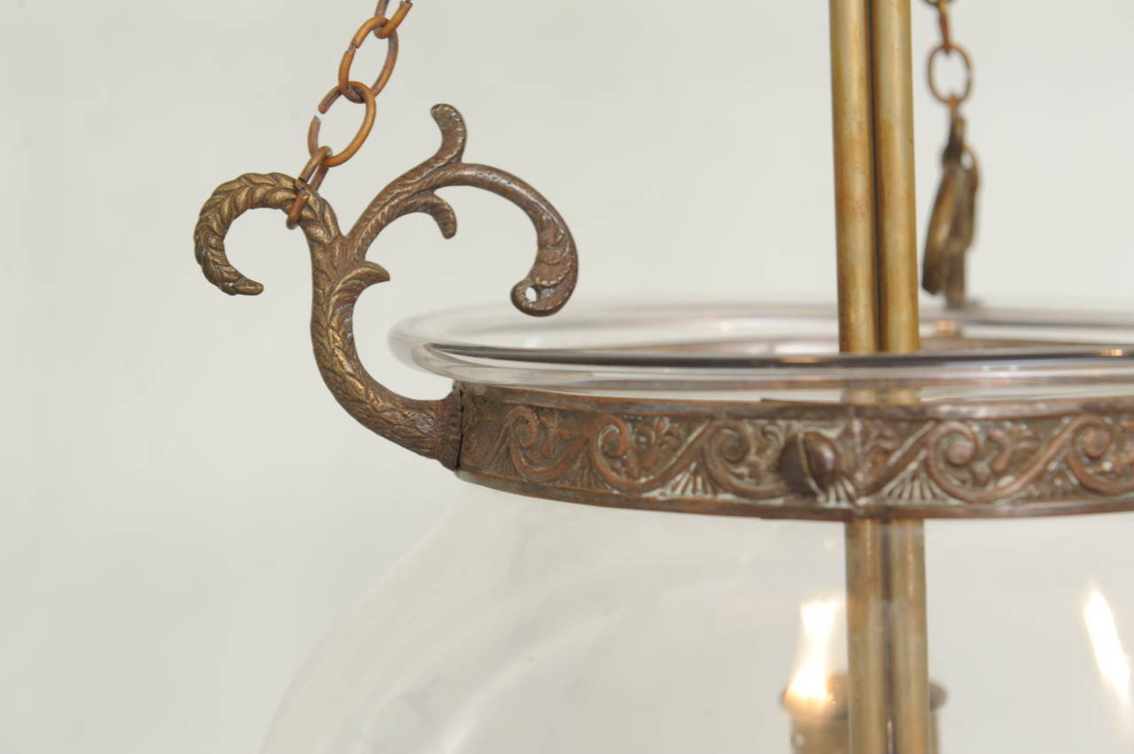 Late 19th Century Hall Lantern with Smoke Cap, English In Good Condition In Nantucket, MA