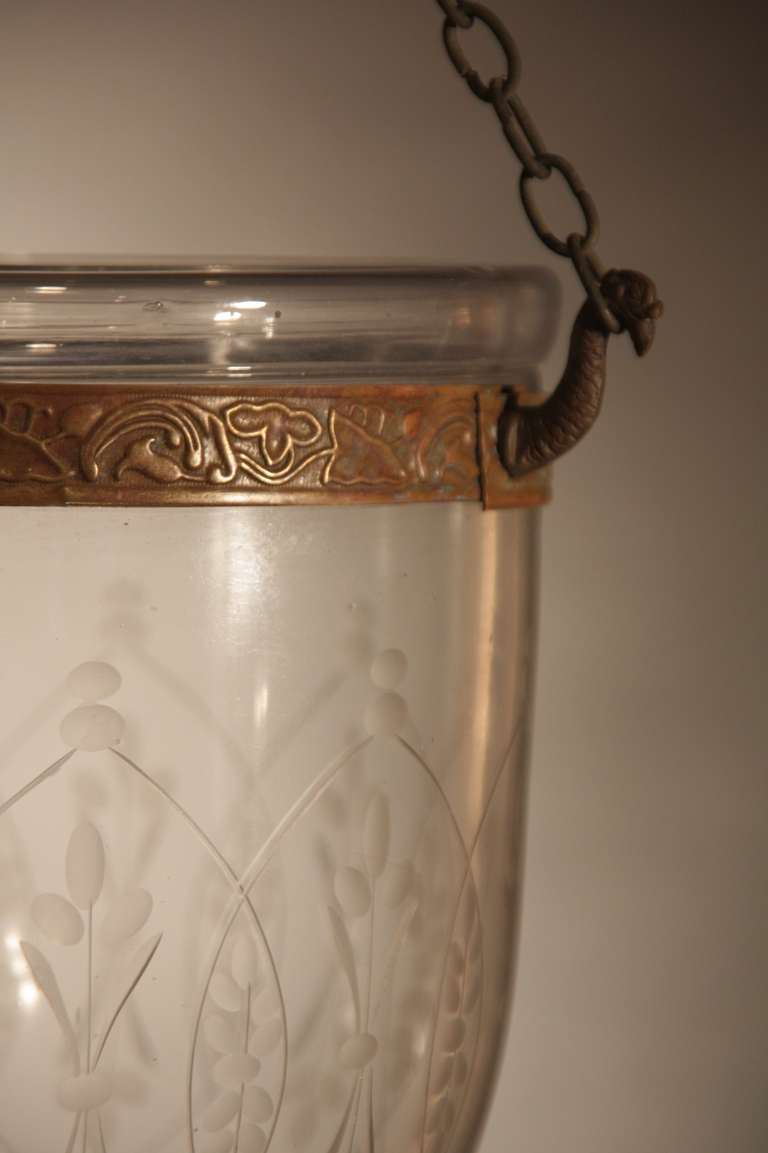 Pair of Rare Late 19th Century Bell Jar Glass Hall Lanterns, English 2