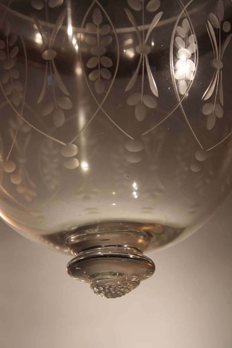 Pair of Rare Late 19th Century Bell Jar Glass Hall Lanterns, English 3