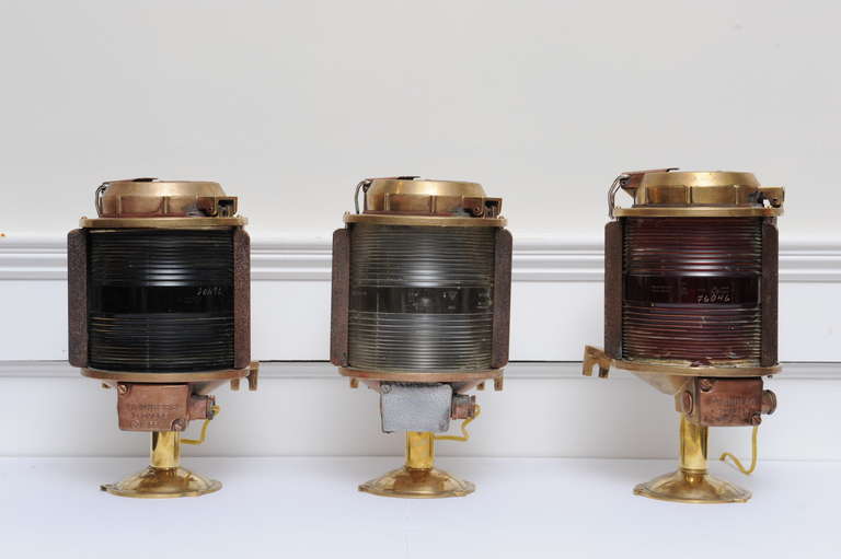 Set of Three Norwegian Ship Navigation Lights, circa 1981