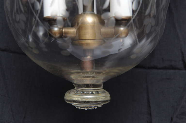 Pair of Rare Late 19th Century Bell Jar Glass Hall Lanterns, English 1