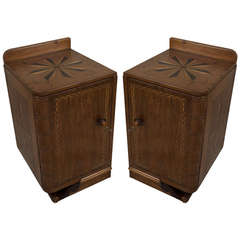 Pair of Deco Period Side Tables, Teak with Rosewood and Mahogany Inlay