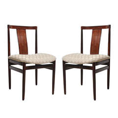 Pair of Rosewood Side Chairs with Upholstered Seat 5