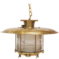 Brass Ship Pendant with Fresnel Lens, Russian, Mid-Century.  Pair Available