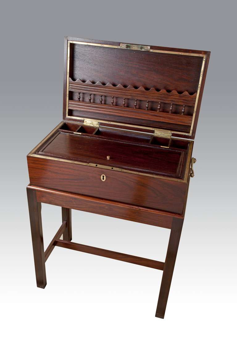 British Indian Ocean Territory Late 19th Century British Campaign Rosewood Officer's Chest on Custom Stand