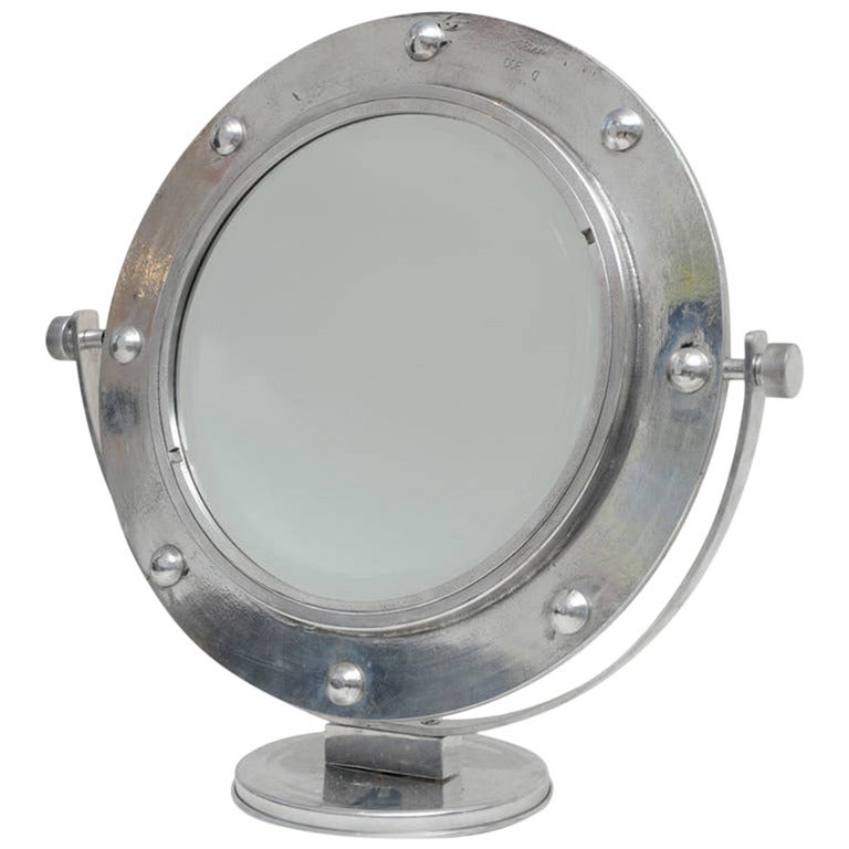 Original Nautical Porthole Converted to an Adjustable Vanity Mirror, Mid-century