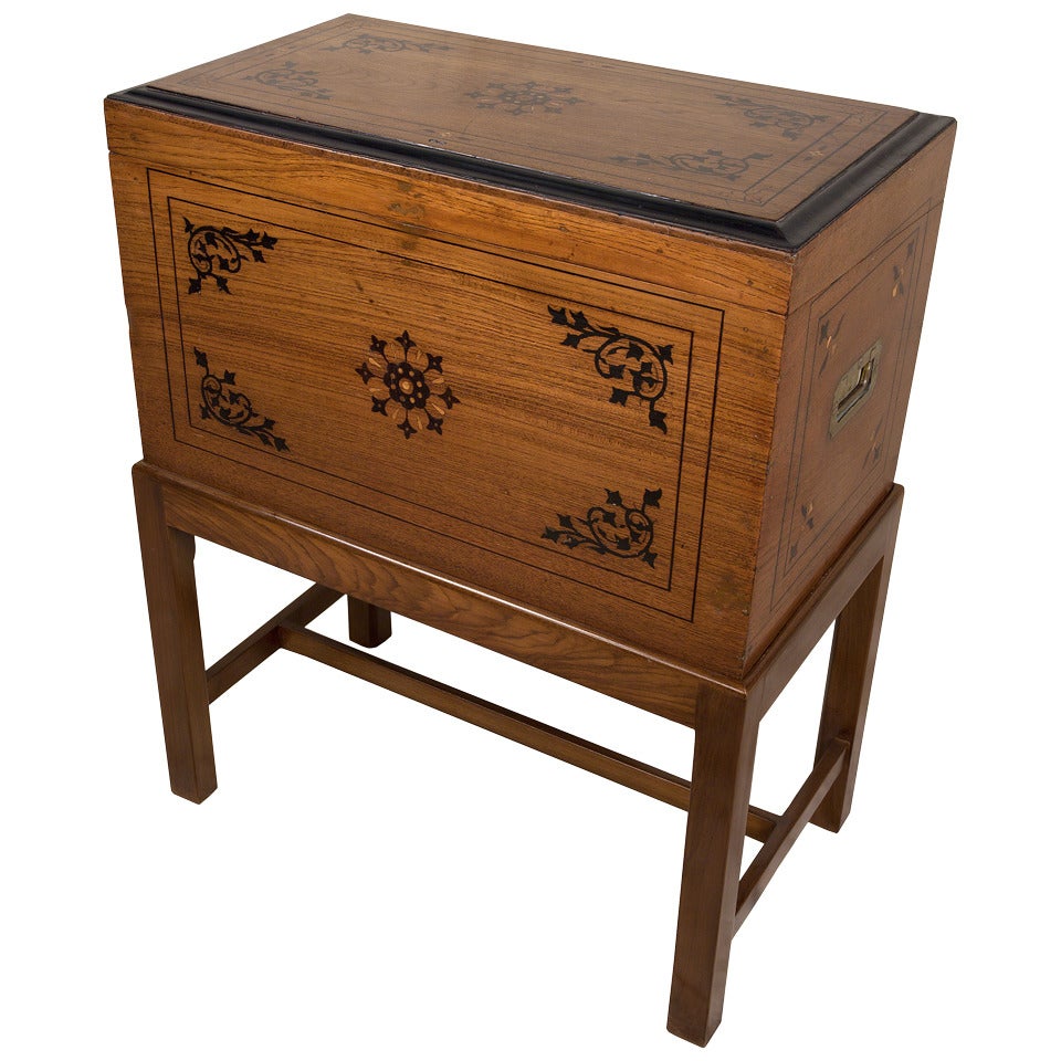 Late 19th C. Mahogany Officer
s Travel Desk with Inlay
