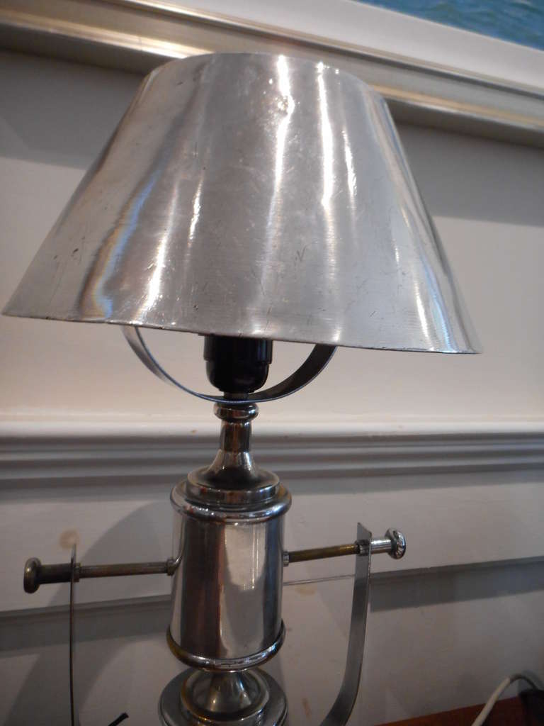 Chrome Ship's Stateroom Table Lamp, Mid-Century In Excellent Condition In Nantucket, MA