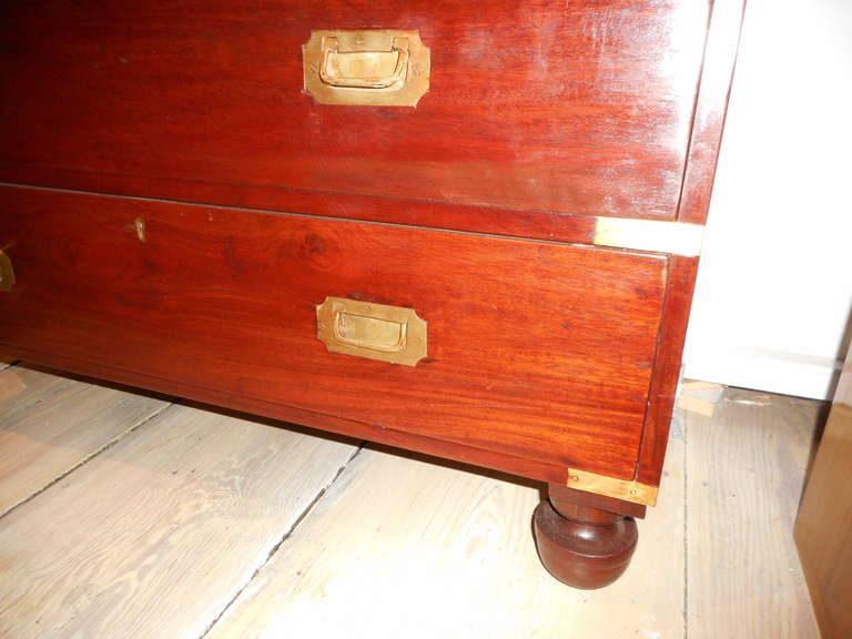 Petite British Campaign Rosewood Chest of Drawers, Early 1900s 3