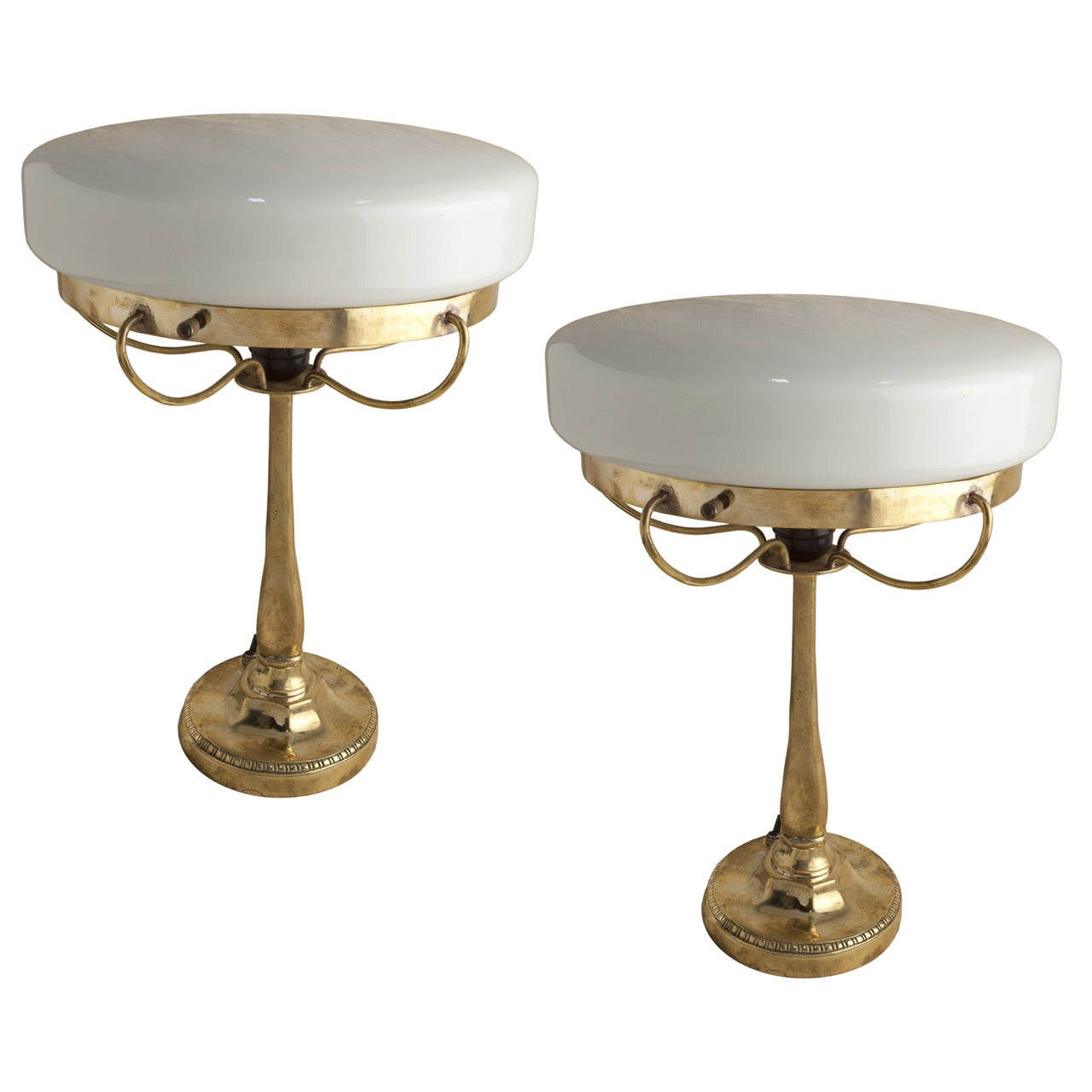 Pair of Ship's Stateroom Table Lamps, Mid-Century