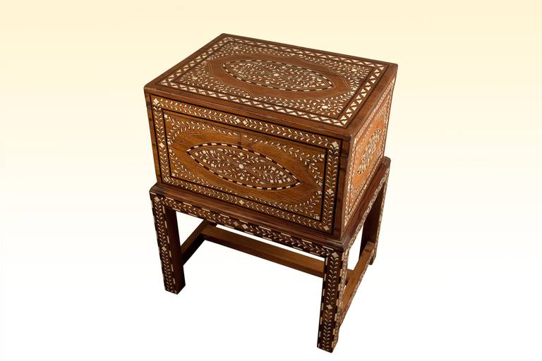 Inlay Teak Chest on Stand, circa 1970