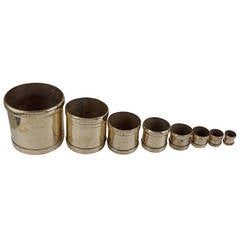 Antique Set of Eight Brass Seers, English Dry Measures, Early 1900s
