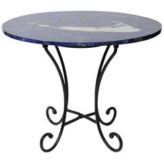 Inlay Lapis, Mother-of-Pearl and Marble Map of Nantucket on Iron Base 5