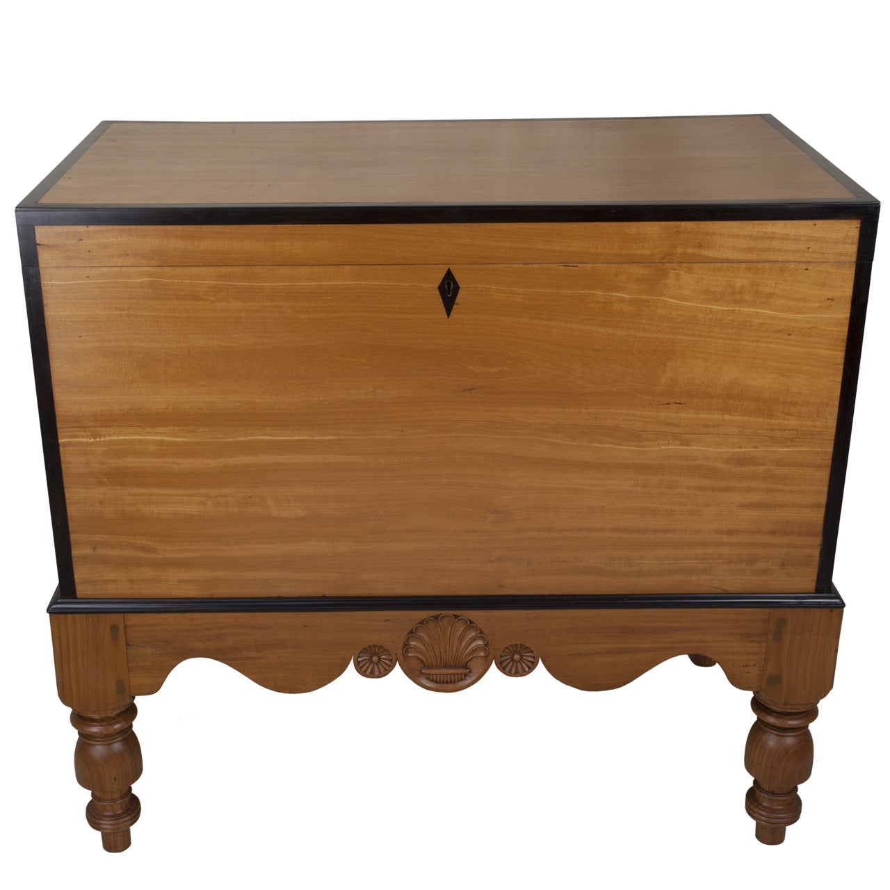 Early 1900s Satinwood and Ebony Chest on Stand, Colonial British