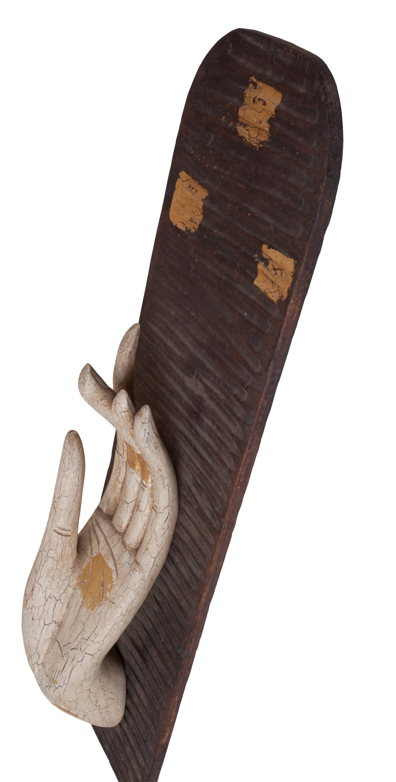 Carved Wooden Buddha's Gesture of Protection Abhaya Mudra