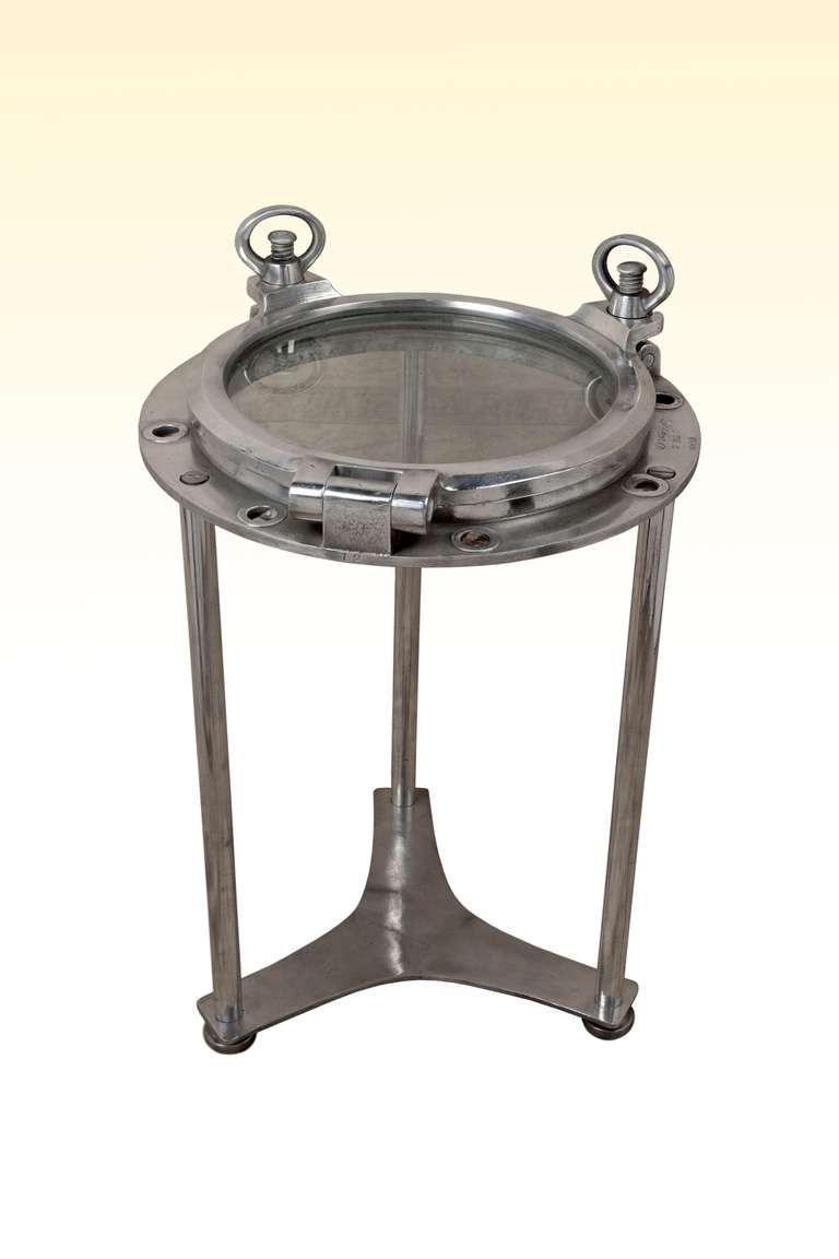 Nautical Ship's Chrome Porthole Converted to a Table