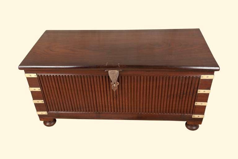Late 19th C. British Campaign reeded rosewood trunk