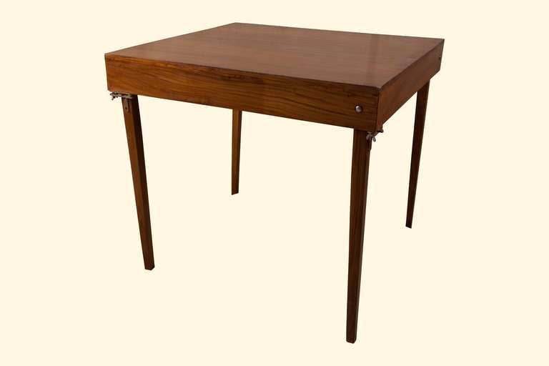 Solid Teak British Campaign Folding Card Table with original hardware dating to the early 1900's.