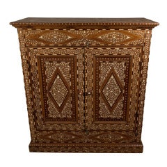 Intricate Inlay Teak Cabinet, Indian in the Moroccan and Syrian Style