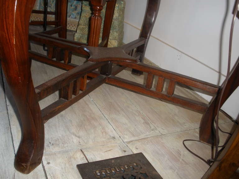 Arts and Crafts Rosewood and Teak Center Table with English Tiles and Marble Top In Good Condition In Nantucket, MA