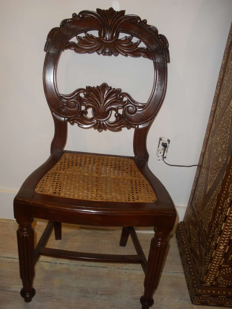Set of Four Rare 19th Century Portuguese Goa Rosewood Dining Chairs For Sale 2