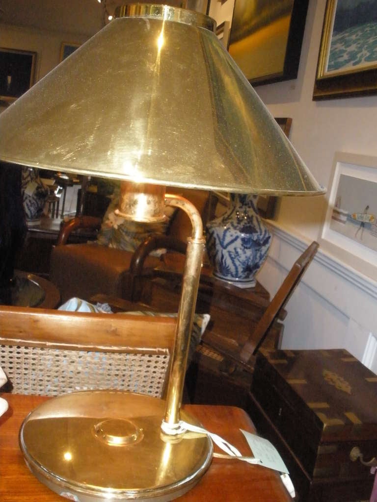 Mid-Century Modern Pair of Nautical Antique Brass Table Lamps