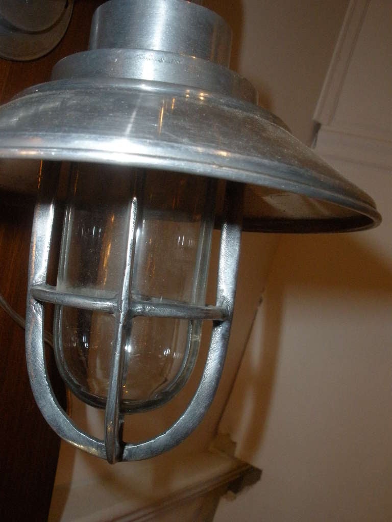 Pair of Antique Nautical Chrome Passageway Ship Lights at 1stDibs