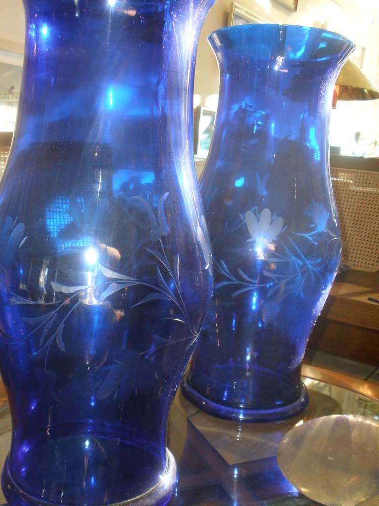 cobalt blue hurricane lamp