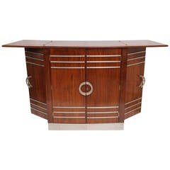 Incredible Unfolding Teak and Chrome Bar, Mid-Century