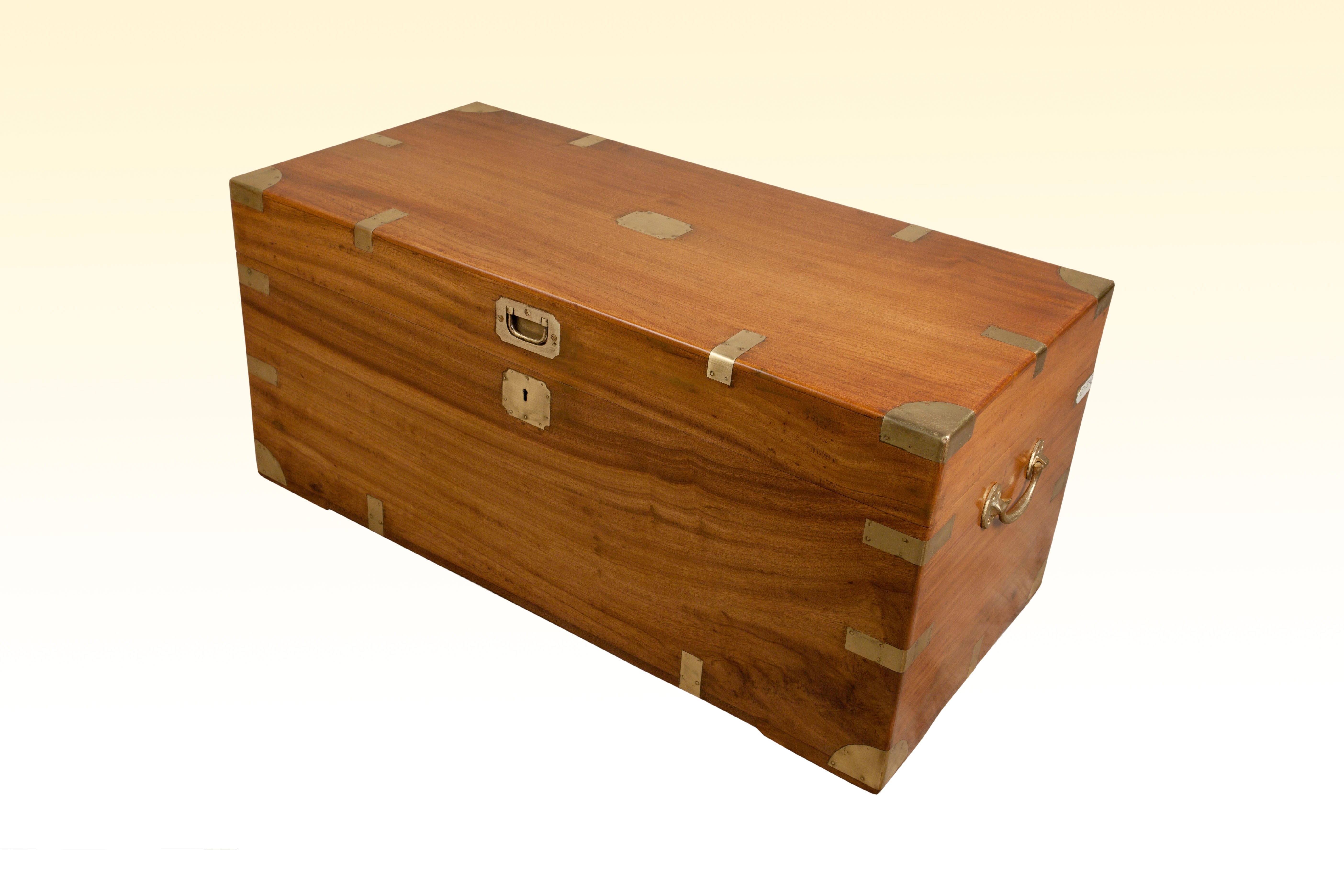 Late 19th C. British Campaign Camphor Wood Sea Chest