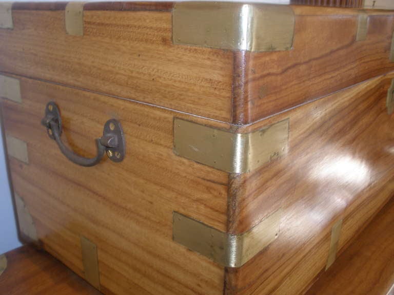 Late 19th C. British Campaign Camphor Wood Sea Chest In Excellent Condition In Nantucket, MA