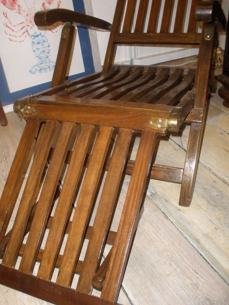Pair of Nautical Ship's Teak Deck Chairs with Footrest at 1stDibs deck chair with footrest
