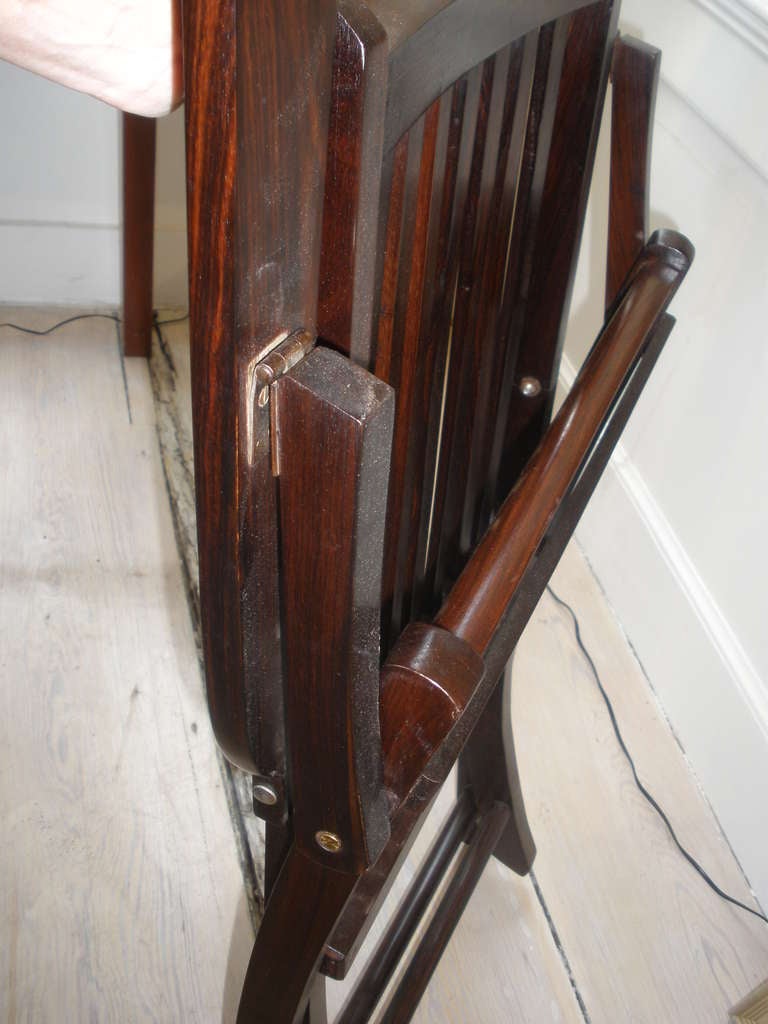 Pair of 1920's Rosewood Folding British Steamer Chairs 2