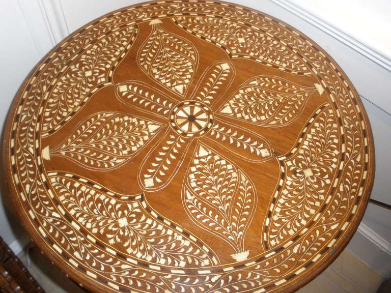 Teak Inlay Table, India C. 1940 at 1stDibs