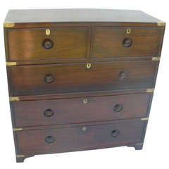 Late 19th C. British Campaign rosewood chest of drawers