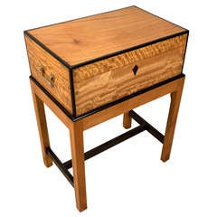 Late 19th C. British Campaign satinwood and ebony officer's chest