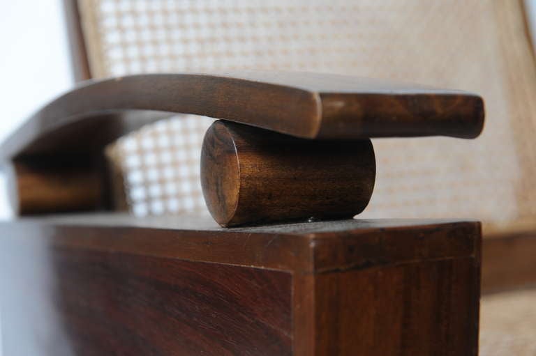 Cane Mid-Century Suite of Three Teak Chairs and Loveseat in Style of George Nakashima