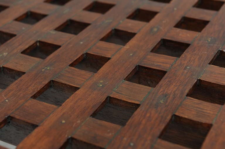 Nautical Ship's Teak Decking on Custom Made Stand In Excellent Condition In Nantucket, MA