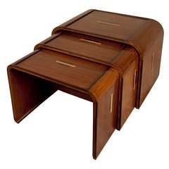 Art Deco Period Rosewood, Teak and Satinwood Nesting Tables