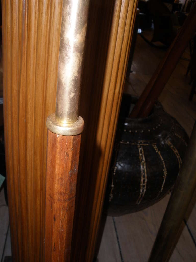 Deco Period Nautical Floor Lamp with Teak Base and Smoked Glass Shade 1