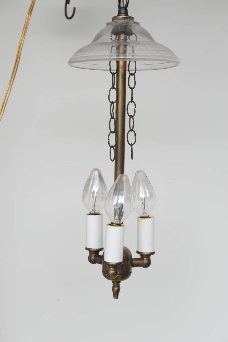 Late 19th Century English Bell Jar, Electrified Hall Lantern In Excellent Condition In Nantucket, MA