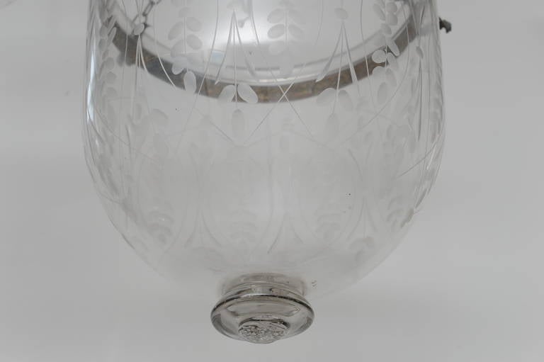 European Late 19th Century Bell Jar Hall Lantern, English, Electrified