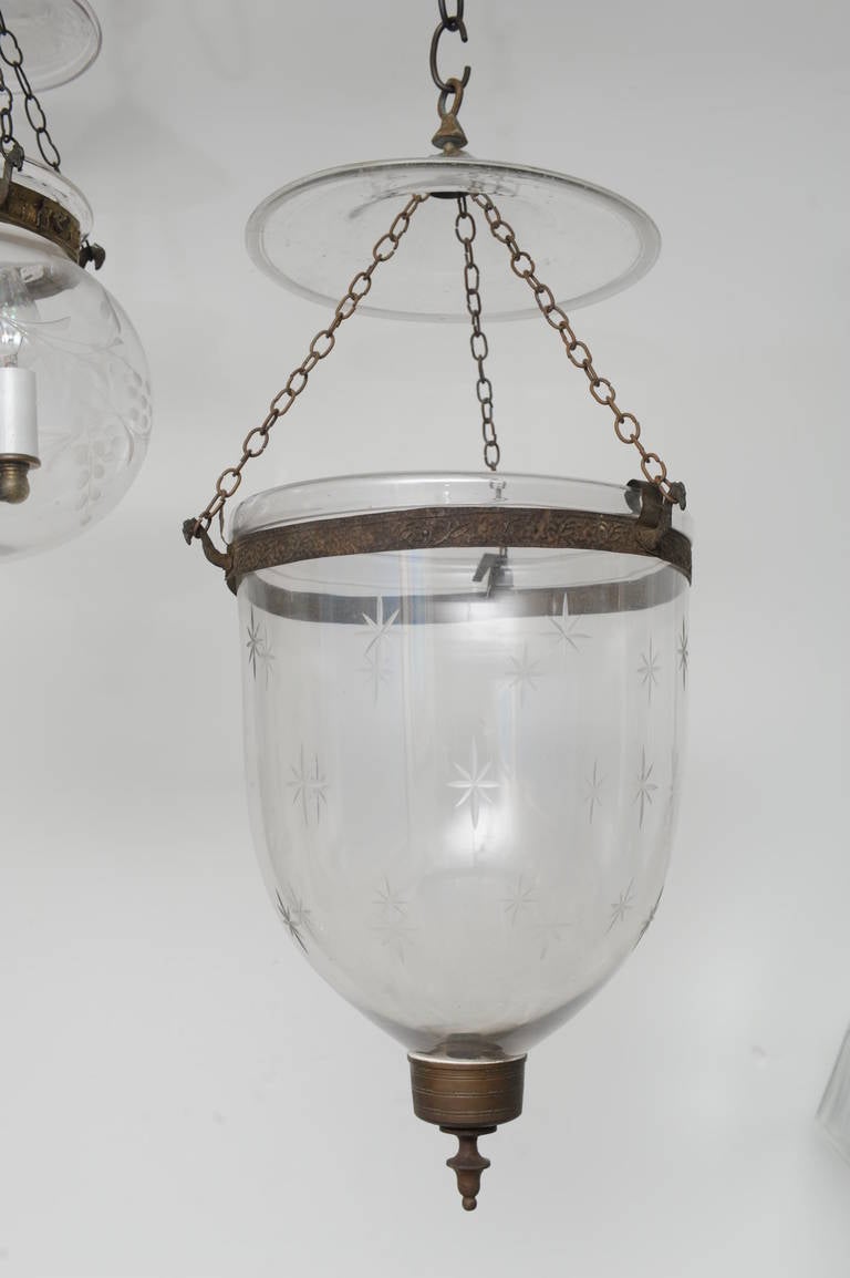 Late 19th Century English Bell Jar, Electrified Hall Lantern